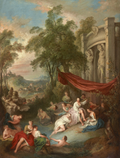 Female Bathers near a Fountain (Nymphs Bathing in a Pool) by Jean-Baptiste Pater