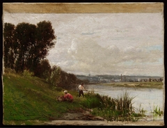 Fishing on the Banks of the Seine by Émile Lambinet