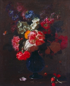 Flowers in a Vase on a Ledge by Abraham van Beijeren