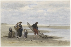 Garnalenvisser op het strand by Philip Sadée