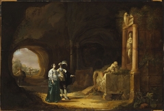 Grotto with a Walking Couple by Jacob Duck