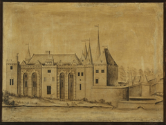 Het Slot van Gouda van de kant van de IJssel. by Arent Lepelaer