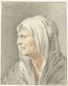 Hoofd van oude vrouw met hoofddoek, en profil naar links by Jean Bernard