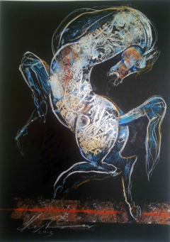 Horse with Caligraphy 1 by Mazher Nizar