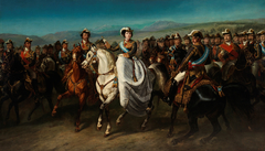 Isabel II y su Estado Mayor a caballo by Charles Porion