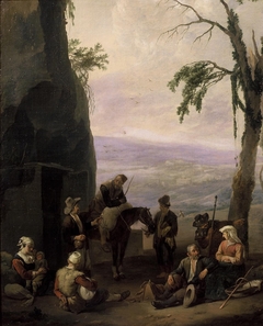 Italianate Landscape with Resting Peasants by Johannes Lingelbach