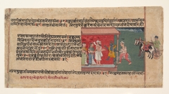 Krishna Brings the Messenger Akrura Inside Nanda’s House: Page from a Dispersed Bhagavata Purana Manuscript