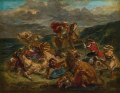 La Chasse aux lions au Maroc by Eugène Delacroix