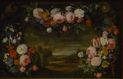 Landscape in a flower garland by Daniel Seghers