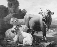 Landscape with a Bull, Sheep and Goats