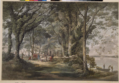 Landscape With Figures At An Open Air Meal by William Pars