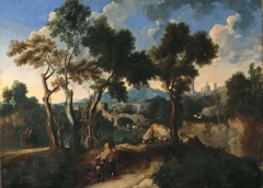Landscape with figures by Gaspard Dughet