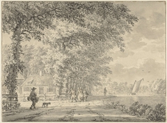 Landschap met weg langs een kanaal by Johann Goll van Frankenstein I