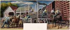 Loading Cattle (Study for Mural, Jackson, Missouri Post Office) by James Baare Turnbull