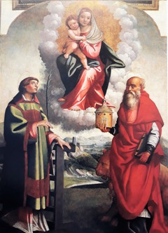 Madonna con il bambino e i santi Lorenzo e Girolamo by Giovanni Francesco Caroto