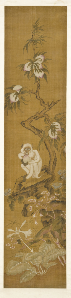 Monkey in a Peach Tree, One-panel Folding Screen