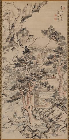 Mountain Hut and Scholar Viewing Plum Blossoms by Ike no Taiga