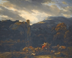 Mountain Landscape with herders and cattle by Nicolaes Pieterszoon Berchem