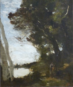 Muse sous bois by Jean-Baptiste-Camille Corot