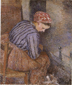 Paysanne se chauffant by Camille Pissarro