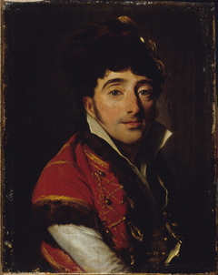 Portrait d'un acteur, en veste rouge bordée de fourrure by Louis-Léopold Boilly