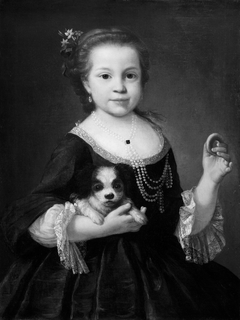 Portrait of a girl with a dog by Alessandro Longhi
