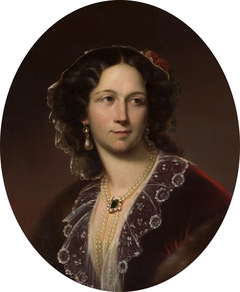 Portrait of Aleksandra Potocka (1818-1892) face on. by Karl von Blaas