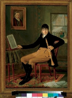 Portret van een klarinetspeler (waarschijnlijk Philippe Christiani) by Johannes Reekers