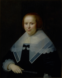 Portret van Jacoba Lampsins (1613/14-1667), echtgenote van Carel Martens by Anoniem Noord-Nederlands