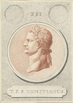 Portretmedaillon van Domitianus, Romeins keizer by Jan Caspar Philips