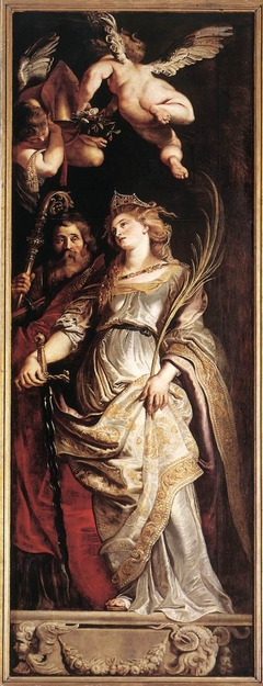 Raising of the Cross: Sts Eligius and Catherine by Peter Paul Rubens