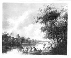 river-scenery with fishermen by Anthonie Jansz van der Croos