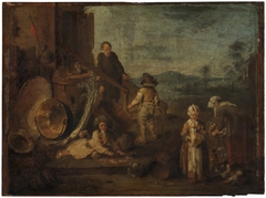 Rural Scene in front of a Peasant's Cottage by Jérôme-François Chantereau