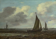 Sailing Vessels on a River in a Breeze