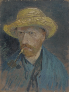 Self-Portrait with Straw Hat and Pipe by Vincent van Gogh