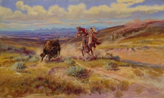 Spearing a Buffalo by Charles Marion Russell