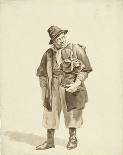 Staande man met een laars in de hand by Pieter van Loon