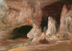 Stalagmite columns at the southern entrance of the Burrangalong Cavern by Conrad Martens