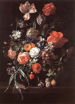 Still-Life with Flower Bouquet and Plums