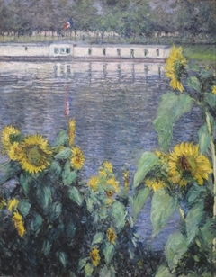 Sunflowers along the Seine by Gustave Caillebotte
