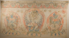 Tantric Temple Banner of a Dancing Goddess Flanked by Dakinis by Anonymous