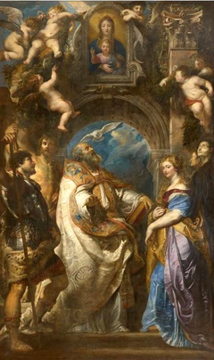 The Madonna of Vallicella adored by St. Gregory with St. Maurus, and St. Papianus; St. Domitilla, with St. Nereus and St. Achilleus, 1607