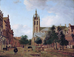 The Oude Delft Canal and the Oude Kerk, Delft by Jan van der Heyden