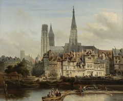 The Quay de Paris in Rouen by Johannes Bosboom