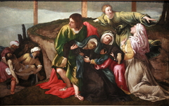 The Virgin fainting as Christ is carried to his grave