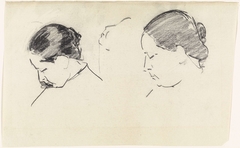 Twee schetsen van het hoofd van een vrouw by Gerrit Willem Dijsselhof