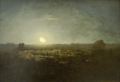 Le parc à moutons, clair de lune by Jean-François Millet