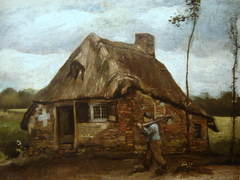 Cottage with a Peasant Coming Back Home
