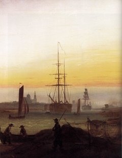 View of a harbour by Caspar David Friedrich