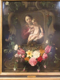 Virgin and Child in garland of flowers